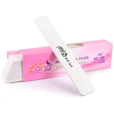 10PCS Jumbo Size PANA Professional Double Sided Nail Files - White, 60/60 Grit - Emery Board Nail Buffering File Manicure Pedicure Nail Polisher Washable