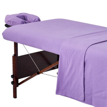 Master Massage Cotton Flannel Sheets Set (3 Piece Set) Massage Table Cover Set, Beauty Salon SPA Bed Replacement Cover, Includes Table Cover, Face Cushion Cover, Table Sheet, Purple