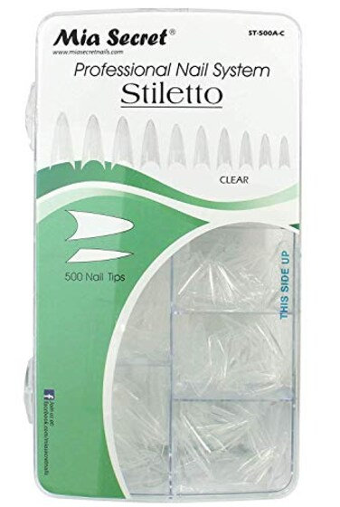 Mia Secret - Nail Tip stiletto Clear 500 pcs Clear Or Natural Pick Yours (Clear 500)