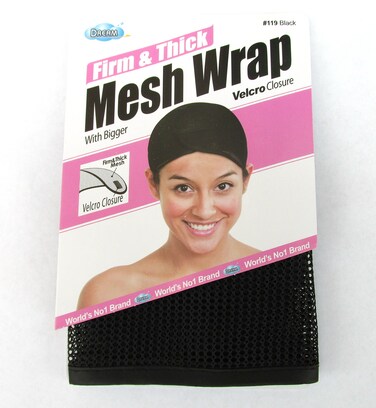 Dream, Firm &amp; Thick Mesh Wrap Self Closure (Item #119 Black), One size, cool mesh fabric, mesh, fabric, comfortable, soft material, velcro closure, weave, hair extension, wig cap