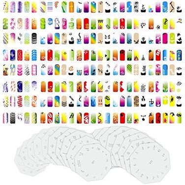 Airbrush Nail Stencils - Design Series Set # 16 Includes 20 Individual Nail Templates with 13 Designs Each for a Total of 260 Designs of Series #16