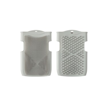 Innobaby Double Sided Silicone Massage Mitt Bath Scrubber Shower Brush &amp; Scalp Massager/Gray