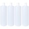 32oz 28/410 HDPE Plastic Cylinder Squeeze Bottles with Dispensing White Press Disc Top Caps, for Shampoo, Conditioner, Lotion, Any Liquid Products, Multi-Use Refillable Bottles (Pack of 4)