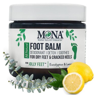 MONA Natural Foot Balm for Dry Cracked Feet &amp; Heels   Moisturizing Foot Cream for Athletes   Callous Repair &amp; Foot Odor Treatment (Eucalyptus &amp; Lemon, 2.0 Oz (Pack of 1))