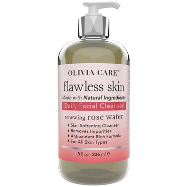 Daily Brightening Facial Cleanser - Natural Moisturize, Hydrate, Cleanse - Brighten Age Spot, Tighter &amp; Soothe Skin - Antioxidants - All Skin Types. Evens Complexation - 8 FL OZ (Rose Water)
