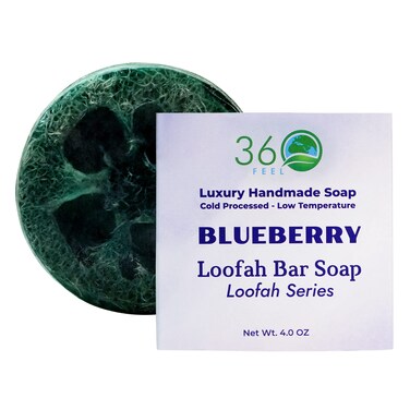Blueberry Loofah Bar Soap - Get Rid of Dead Skin - Luxury Handmade Soap, Vegan &amp; Cruelty-Free - Cleanse, Nourish, Exfoliate &amp; Scrub - Perfect Pampering Gift!