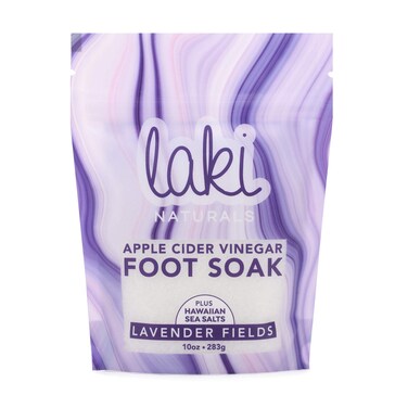 Laki Naturals Apple Cider Vinegar Foot Soak, Foot Detox Soak, Pedicure Soak, Foot Soak Callus Remover, Foot Treatment, Epsom Salt Foot Soak with Hawaiian Sea Salts (10 oz) - Lavender Fields