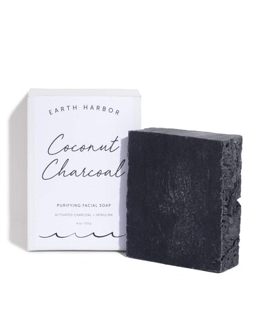 Earth Harbor   COCONUT CHARCOAL Purifying Facial Soap   100% Botanical + Zero-Waste + No Synthetics   Activated Charcoal &amp; Spirulina