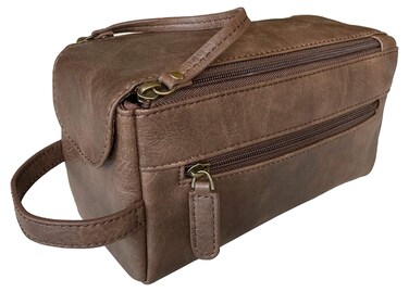Calissimo Travel Tote Bag - Double Zipper Dopp Kit - Shaving Kit. Large Capacity Toiletry Bag
