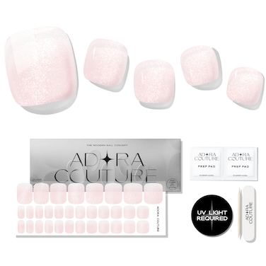 Semi Cured Gel Nail Strips Pedicure Stickers, 32 Pieces, Glossy Gel Nail Stickers for Toes, Salon Quality Nails at Home, UV Light Required, Be Rosy P