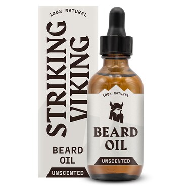 Striking Viking Beard Oil Conditioner, Unscented for Men (Large 2 oz) - All-Natural Argan &amp; Jojoba Formula - Softens, Smooths &amp; Strengthens Beard Growth