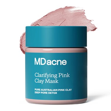 MDacne Clarifying Clay Face Mask - Deep Pore Detox with Australian Pink Clay - Detoxifying, Exfoliating &amp; Brightening - Reduce Skin Redness &amp; Irritation for Sensitive Acne-Prone Skin
