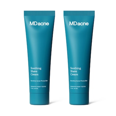 MDacne Shaving Cream for Acne-Prone Skin, 2-Pack - Oil-Free, Eliminates Razor Burn, Cuts &amp; Infections - Reduce Skin Irritation &amp; Prevent Shave Bumps &amp; Nicks - Vegan, Paraben-Free &amp; Cruelty-Free