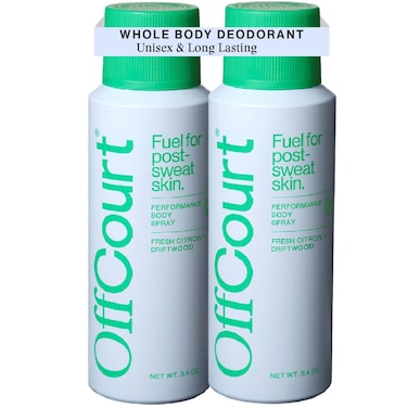 OffCourt - Natural Deodorant Body Spray for Men and Women - Aluminum Free - Whole Body Deodorant for Women and Men - Fresh Citrus and Driftwood Scent, 3.4 Ounce (Pack of 2)