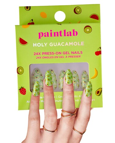 PaintLab Press-On Nails Manicure Kit, Holy Guacamole, 24-Piece Set, Long-Lasting Fake Nails with Glue, File, Prep Pad &amp; Cuticle Stick