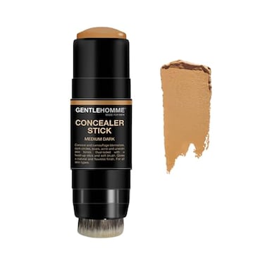 Concealer Stick with Brush for Men - Eraser Dark Circles - Men&rsquo;s Multi-Use Concealer - Dual Sided Full Coverage Concealer Pen with Soft Brush- Buildable Coverage Makeup - All Skin Type - (Medium Dark)