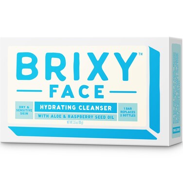 BRIXY Hydrating Facial Cleansing Bar For Dry Skin &ndash; Aloe and Raspberry Seed Oil To Soothe And Moisturize, Ceramide &amp; Niacinamide Support A Heathy Skin Barrier, Soap Free &amp; pH Balanced