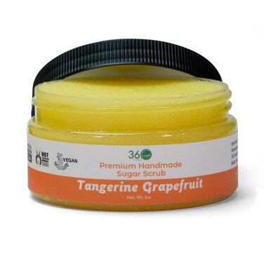 Tangerine Grapefruit Sugar Body Scrub - Suitable for Acne Scars and Stretch Marks - Foot Scrub - Great For Women's Body - 8 Fluid Ounce