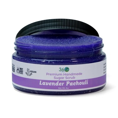 Lavender Patchouli Sugar Body Scrub - Suitable for Acne Scars and Stretch Marks - Foot Scrub - Great For Women's Body - 8 Fluid Ounce