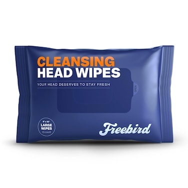Freebird Head &amp; Body Wipes for Men - 10ct Large, Rinse-Free Adults Bathing Cloths, Flushable, pH-balanced, Showerless, Perfect for Gym, Camping, Anti-Shine with Natural Aloe, Eucalyptus, Witch Hazel