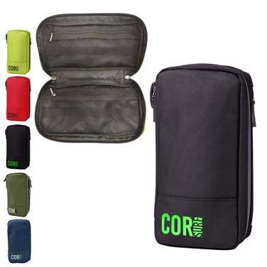 COR Surf Compact Toiletry Travel Bag Hanging, Premium Mens and Women Dopp Kit for Travel   Waterproof with 4 Separate Compartments and Waterproof Zippers (Black)