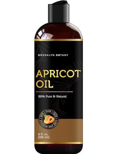 Brooklyn Botany Apricot Kernel Oil for Skin, Hair and Face - 100% Pure and Natural Body Oil and Hair Oil - Carrier Oil for Essential Oils, Aromatherapy and Massage Oil - 28 fl Oz