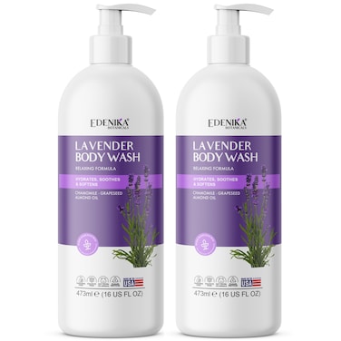 Fresh Lavender Body Wash with Chamomile, Helps You Feel Calm and Relaxed, Stress Relief Shower Gel, Natural Body Wash for All Skin Types &amp; Sensitive Skin, 16 fl oz (Pack of 2)