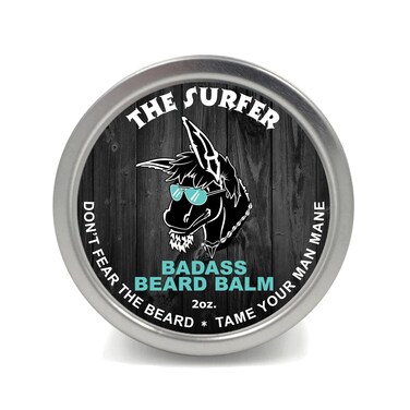 Badass Beard Care Beard Balm - The Surfer Scent, 2 Ounce - All Natural Ingredients, Keeps Beard and Mustache Full, Soft and Healthy, Reduce Itchy and Flaky Skin, Promote Healthy Growth