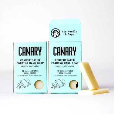 Canary Foaming Hand Soap Bars Kit - Refillable Zero Waste Hand Wash Concentrate with Coconut Oil - All Natural, Moisturizing, Organic, Non Toxic, Makes Liquid Handsoap, Fir and Sage, 24 Slices