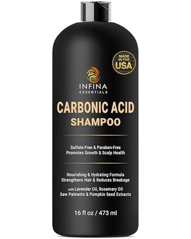 Carbonic Acid Shampoo for Men &amp; Women - Sulfate Free Stimulating Hair Growth Shampoo with Saw Palmetto &amp; Rosemary Oil - DHT Blocker &amp; Scalp Cleansing Formula - 16 fl oz