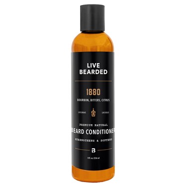 Live Bearded Beard Conditioner, 8 fl oz - Strengthens and Softens Facial Hair - Made in the USA - All-Natural Ingredients with Biotin, Caffeine   1880 Scent - Bourbon, Bitters, Citrus