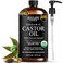 Organic Castor Oil for Face, Hair Growth, Scalp, Skin Glass Bottle   USDA Certified   100% Pure Castor Oil Organic Cold Pressed Unrefined, Moisturizing &amp; Multipurpose Aceite de Castrol - 16 fl oz