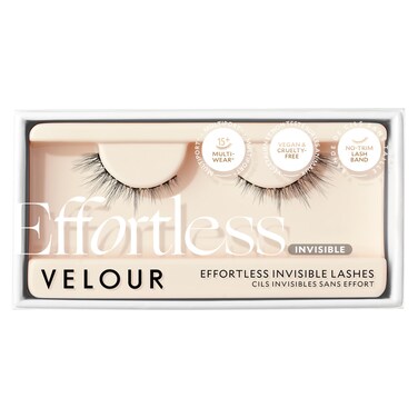 Velour Effortless Invisible Lashes, Lash Extension Look, Natural Looking False Eyelashes, Reusable Fake Lashes, Fluffy &amp; Lightweight No Trim Eyelashes, Vegan, Glue not included (In the Nude)