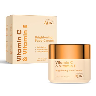 Vitamin C &amp; E Face Cream - Dermatologist Tested Korean Anti-Aging Moisturizer for Deep Hydration - Premium Daily Formula for Dry Skin, Wrinkle Care &amp; Skin Barrier - 1.67 fl oz/50ml