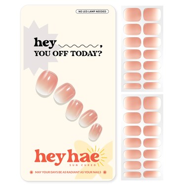 Semi Cured Gel Nail Strips   Sun Cured Gel Nail Wraps No LED Lamp Needed Easy Apply &amp; Remove   Includes 28 strips, 1 Prep Pad, 1 Nail File &amp; 1 Wooden Stick - Hey, You Off Today?