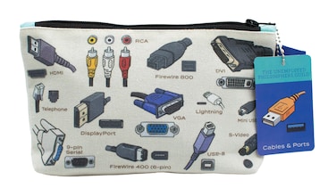 The Unemployed Philosophers Guild Cables and Ports Bag - 9" Canvas Zipper Pouch for Pencils, Tools, Cosmetics, Toiletries and More