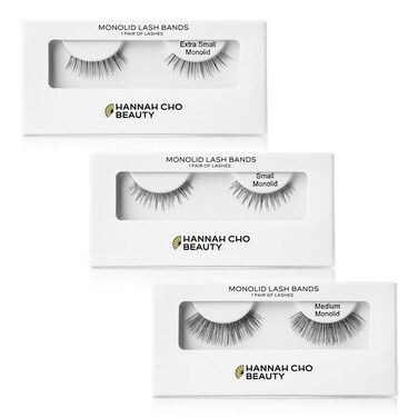 False Lashes for Monolids Sample 3 Pack - Natural Strip Lifting Eyelashes for Asian Eyes - Cute Manga Small Lash Styles - Hannah Cho Beauty