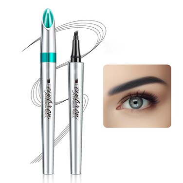 Microblading Eyebrow Pencil - 4 Tip Waterproof EyeBrow Pen with Smudge-proof and Long Lasting, Eyebrow Pencils for Women,Eyebrow Makeup for Natural Looking Eyebrows - Black
