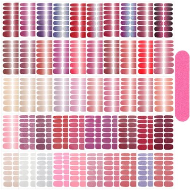 Maitys 700 Pieces Glitter Nail Wraps Nail Polish Strips Full Nail Wraps for Women 50 Sheets Self Adhesive Polish Nail Strips for Women DIY Nail Art Decals Strips with Nail File