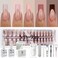 SXC Cosmetics French Tip Press On Nails - Skin Tone Nude and Color Series, Medium Square X-Pro Tips Starter Kit ST117KIT