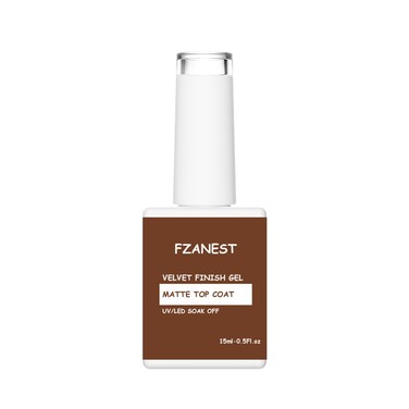 FZANEST Matte Gel Top Coat for Gel Nail Polish, 15ml Long Lasting Velvet Effect Finish Soak Off UV LED Soak Off