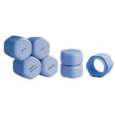 Cadence Travel Containers - Full Skincare Set - Magnetic Travel Capsules - 2 Small (0.56oz), 4 Medium Capsules (1.32oz), &amp; Extender (1.43oz) with Multiple Labels for Better Organization - Pacific