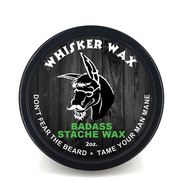 Badass Beard Care Mustache Wax For Men, 2 oz - Made with All Natural Butters and Waxes, Medium Hold, Keeps Mustache Looking and Feeling Natural and Soft