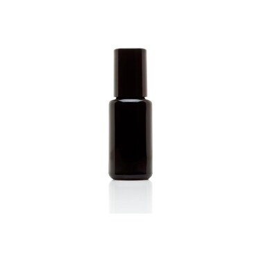 Infinity Jars Black Ultraviolet Glass Bottle 15 Ml (.5 fl oz) w/Glass Ball Roll on Tip Screw top Bottle for Essential oil, Airtight Round Bottles Cosmetic Containers Roller Bottles w/Black Cap