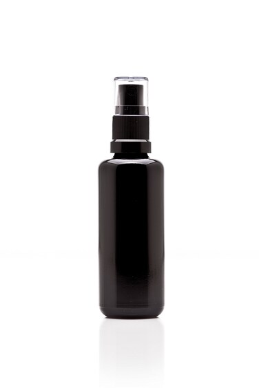 Infinity Jars 50 Ml (1.7 fl oz) Black Ultraviolet Glass Fine Mist Spray Bottle Cleaning Products Refillable Containers Homemade Perfume Blends Room, Sprays Bath Beauty Hair, Screw Top Bottles