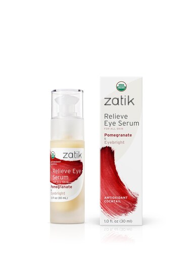 Zatik Naturals - Relieve Eye Serum with Pomegranate and Eyebright Antioxidant, USDA Certified Organic, Rekindle and Elevate Youthfulness Around Thin Areas of the Eyes, 1.0 fl oz, 30ml