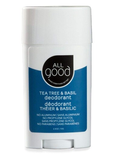 All Good Aluminum Free Deodorant Stick - Natural Deodorant w/Shea Butter &amp; Aloe Vera, Bio-Active Formula, Vegan, Underarm Odor Protection for Men &amp; Women (Tea Tree &amp; Basil)