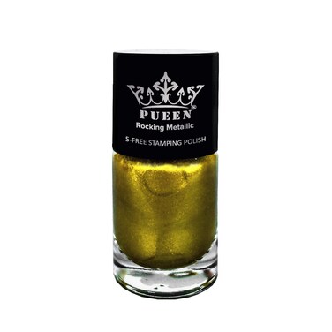 PUEEN Rocking Metallic Nail Polish for Nail Stamping Big 5-Free Formula Nail Color Lacquer (609 Hathaway Gold)-BH000583