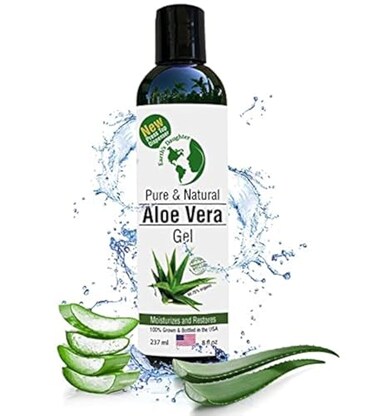 Earth's Daughter Organic Aloe Vera from 100% Pure and Natural Cold Pressed Aloe with 8 oz Disc Top Dispenser - Great for Face - Hair - Sunburn - Dry Skin