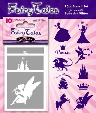 Fairytales Temporary Tattoo Stencil Set for body art &amp; glitter tattoos